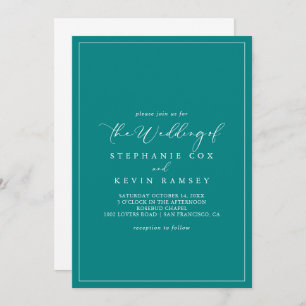 The Geometric Idyllic Teal Calligraphy Wedding Of  Invitation