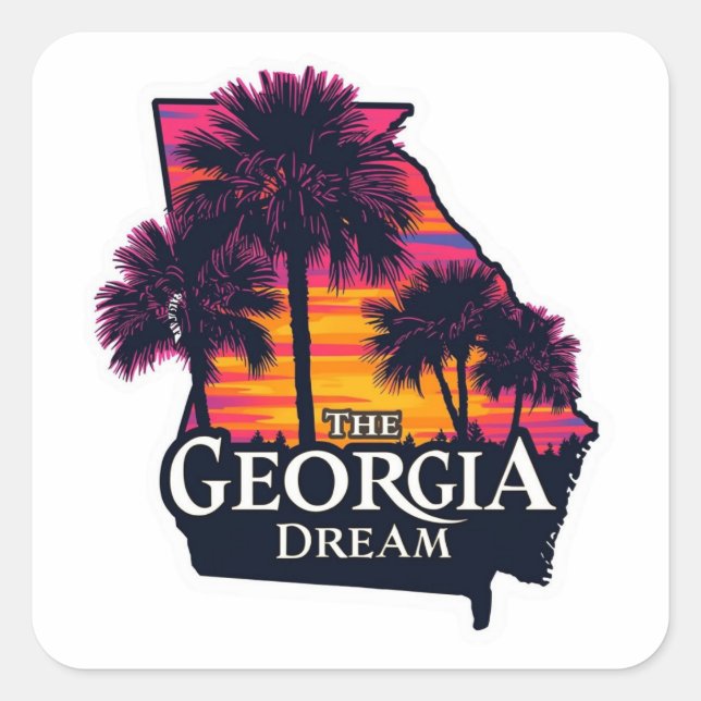 The Georgia Dream American Retro Summer Square Sticker (Front)