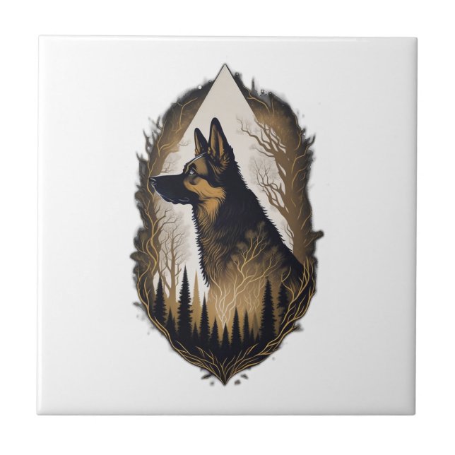 The German Shepherd 003 Ceramic Tile (Front)
