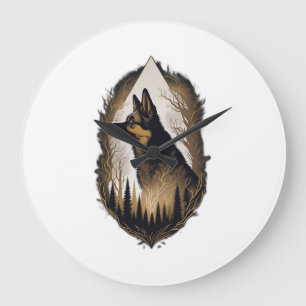 The German Shepherd 003 Large Clock
