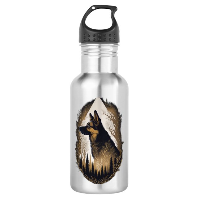 The German Shepherd 003 Stainless Steel Water Bottle (Front)