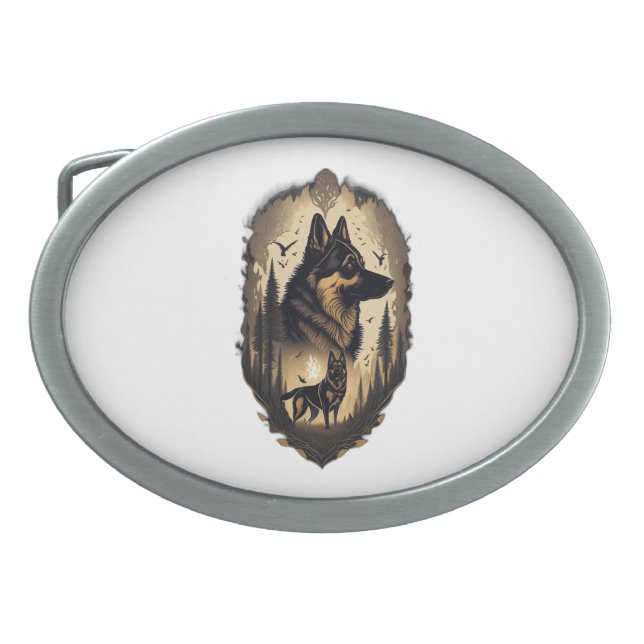 The German Shepherd 005  Belt Buckle (Front)