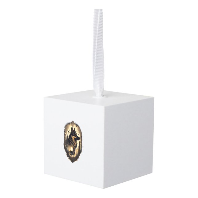 The German Shepherd 005  Cube Ornament (Back Angled)