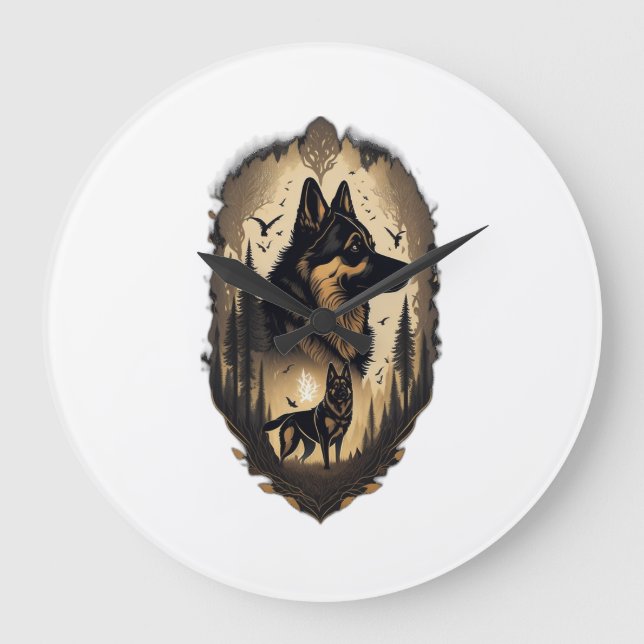 The German Shepherd 005  Large Clock (Front)