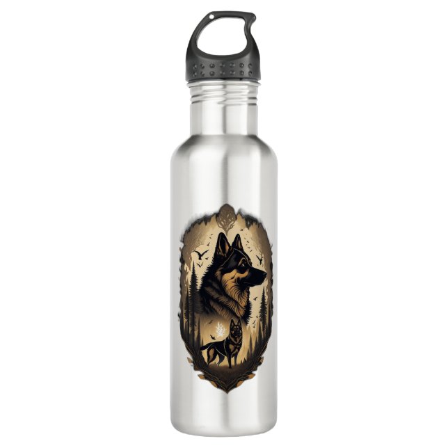 The German Shepherd 005  Stainless Steel Water Bottle (Front)
