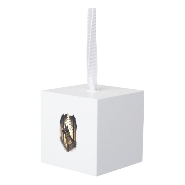 The German Shepherd 006  Cube Ornament (Back Angled)