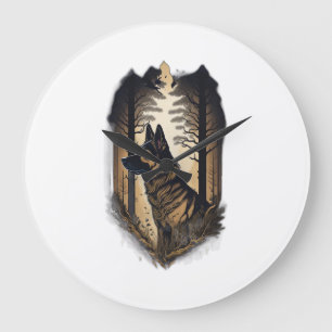 The German Shepherd 006  Large Clock