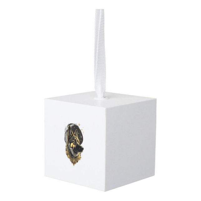 The German Shepherd 007 Cube Ornament (Back Angled)
