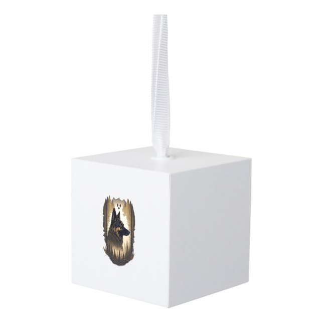 The German Shepherd 008  Cube Ornament (Back Angled)