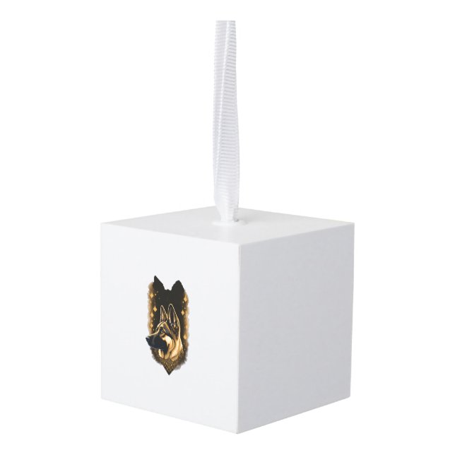 The German Shepherd 011  Cube Ornament (Back Angled)