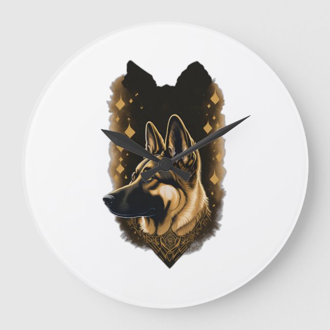 The German Shepherd 011  Large Clock (Front)