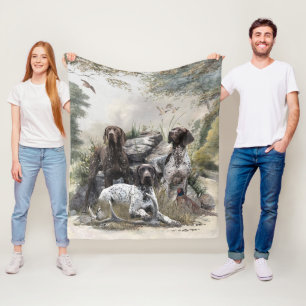 The German Shorthaired Pointer or Deutsch Kurzhaar Fleece Blanket