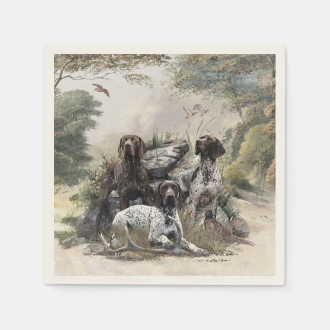 The German Shorthaired Pointer or Deutsch Kurzhaar Napkins (Front)