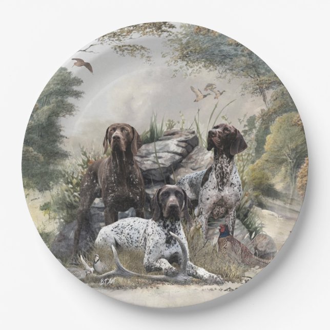 The German Shorthaired Pointer or Deutsch Kurzhaar Paper Plates (Front)