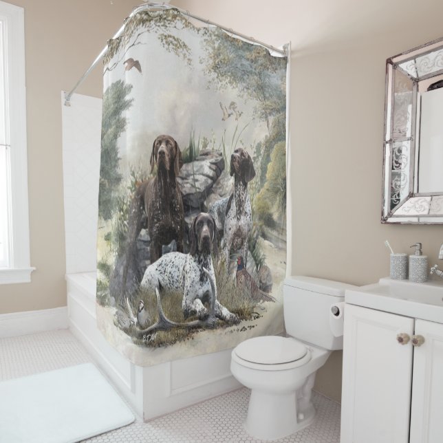 The German Shorthaired Pointer or Deutsch Kurzhaar Shower Curtain (In Situ)
