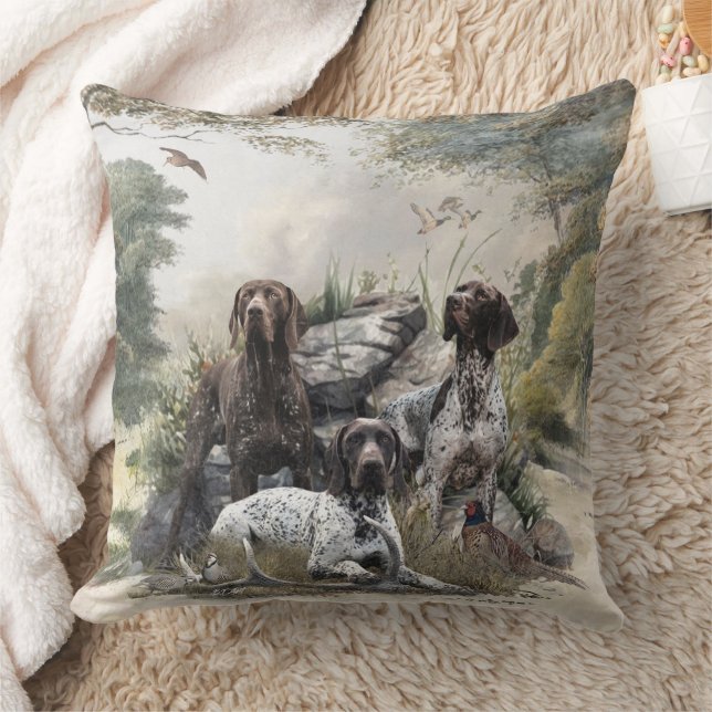 The German Shorthaired Pointer or Deutsch Kurzhaar Throw Pillow (Blanket)