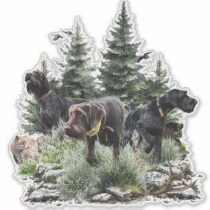 The German Wirehaired Pointers, Art Sticker