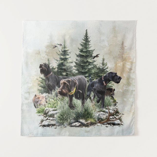 The German Wirehaired Pointers, Art Tapestry (Front)