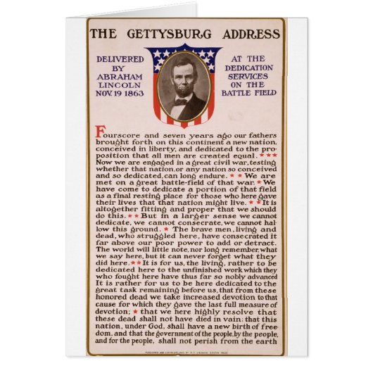 The Gettysburg Address by Abraham Lincoln 1863 (Front)