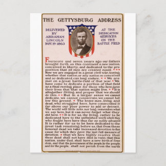 The Gettysburg Address by Abraham Lincoln 1863 Postcard