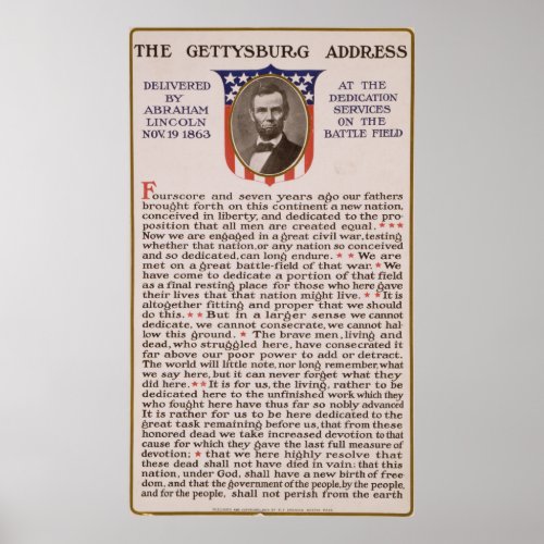 The Gettysburg Address by Abraham Lincoln 1863 Poster