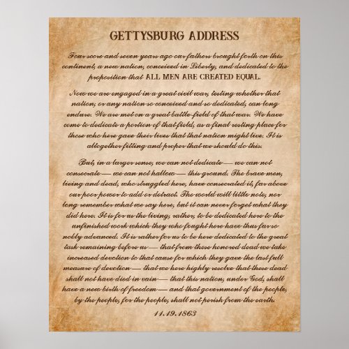 The Gettysburg Address by Abraham Lincoln Poster