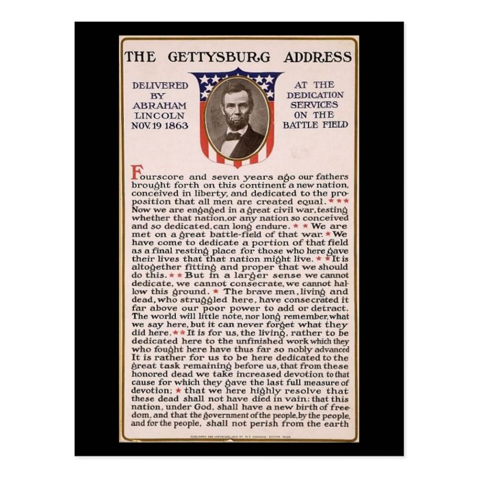 The Gettysburg Address Obama Inauguration Theme Post Cards