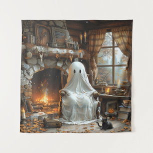 The Ghost at Ember Hollow Halloween Tapestry