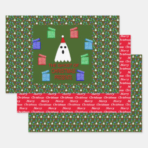 The Ghost of Christmas Presents Funny Custom Wrapping Paper Sheets