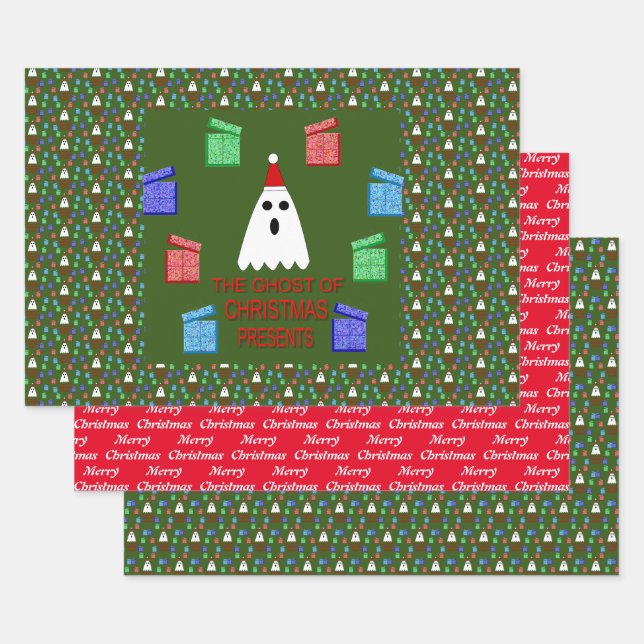 The Ghost of Christmas Presents Funny Custom Wrapping Paper Sheets (Set)