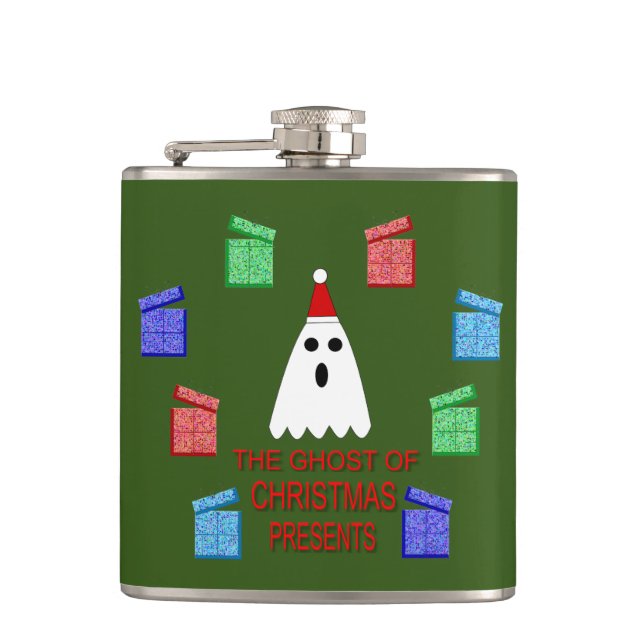 The Ghost of Christmas Presents Funny Flask (Front)