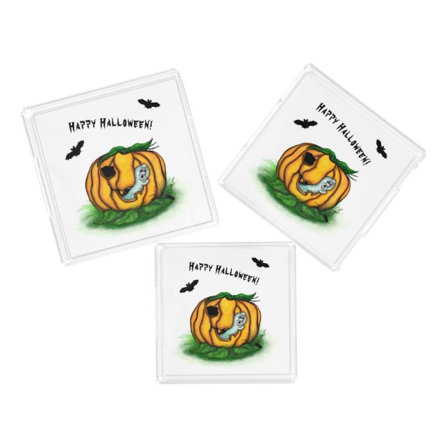 The Ghost of Halloween , Bat , Ghost and Spider Acrylic Tray (Set)