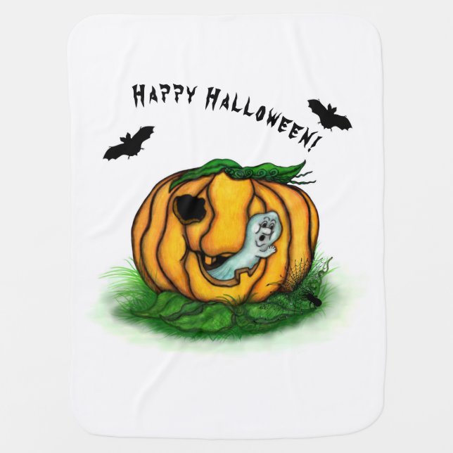 The Ghost of Halloween , Bat , Ghost and Spider Baby Blanket (Front)