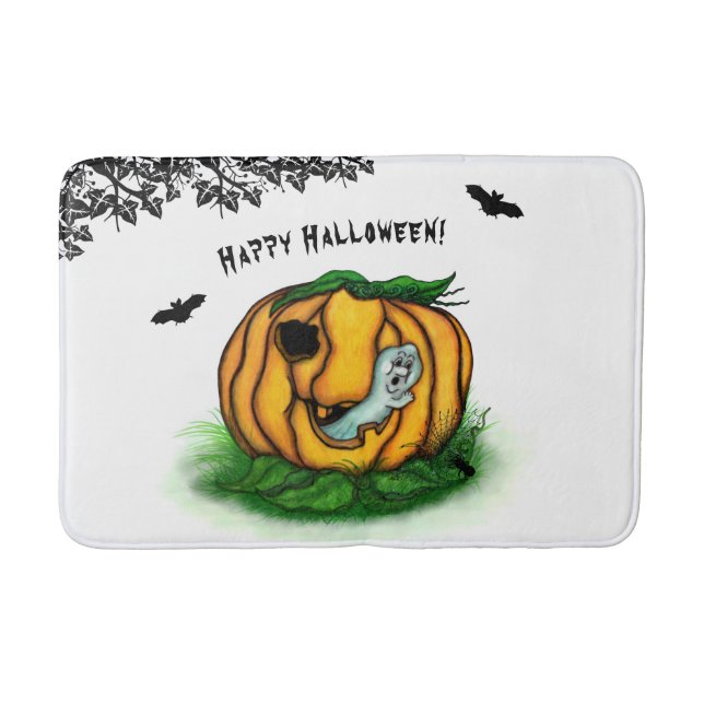 The Ghost of Halloween , Bat , Ghost and Spider Bath Mat (Front)