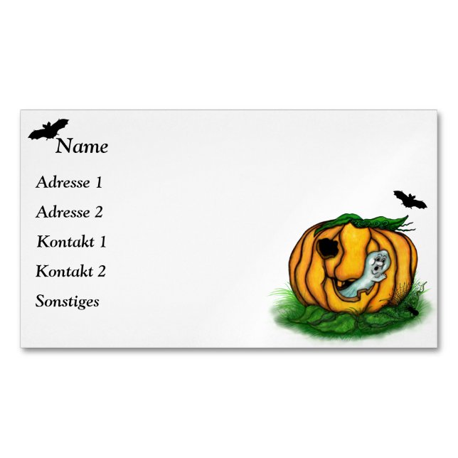 The Ghost of Halloween , Bat , Ghost and Spider Business Card Magnet (Front)