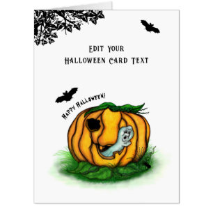 The Ghost of Halloween , Bat , Ghost and Spider Card