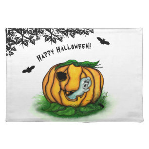 The Ghost of Halloween , Bat , Ghost and Spider Cloth Placemat
