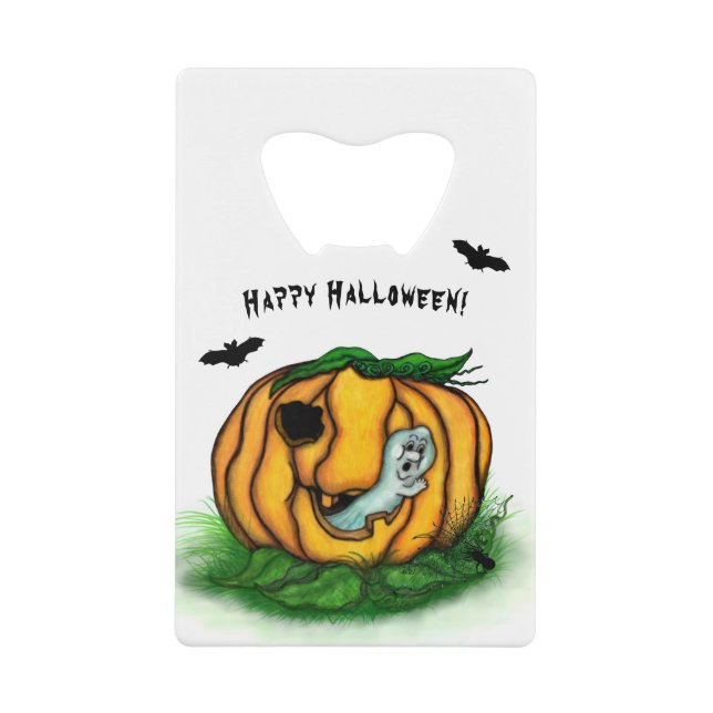 The Ghost of Halloween , Bat , Ghost and Spider Credit Card Bottle Opener (Front)