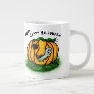 The Ghost of Halloween , Bat , Ghost and Spider Giant Coffee Mug