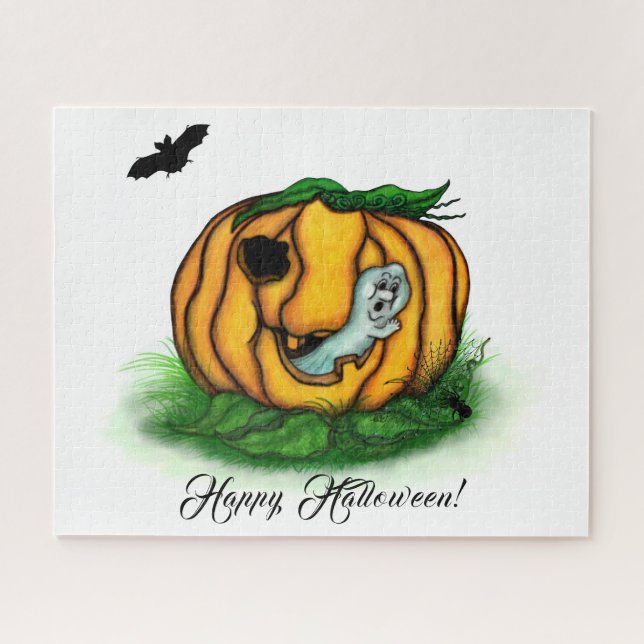 The Ghost of Halloween , Bat , Ghost and Spider Jigsaw Puzzle (Horizontal)