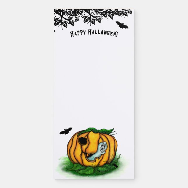 The Ghost of Halloween , Bat , Ghost and Spider Magnetic Notepad (Front)