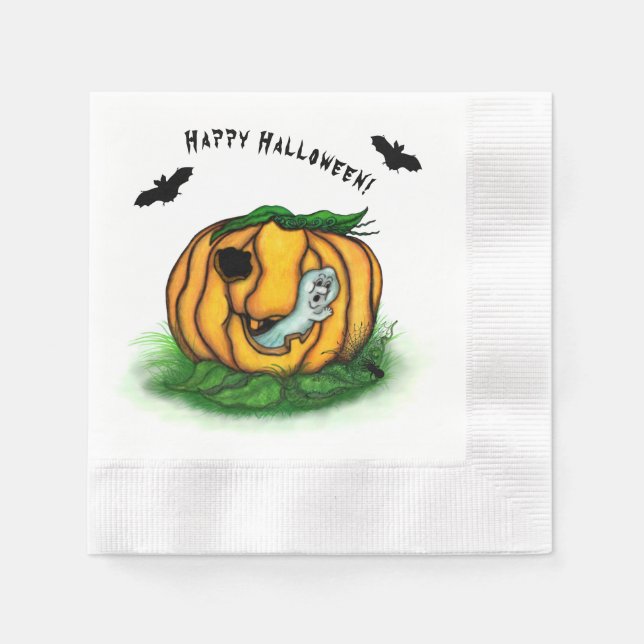 The Ghost of Halloween , Bat , Ghost and Spider Napkins (Front)