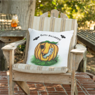The Ghost of Halloween , Bat , Ghost and Spider Outdoor Pillow