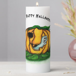 The Ghost of Halloween , Bat , Ghost and Spider Pillar Candle