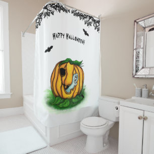 The Ghost of Halloween , Bat , Ghost and Spider Shower Curtain