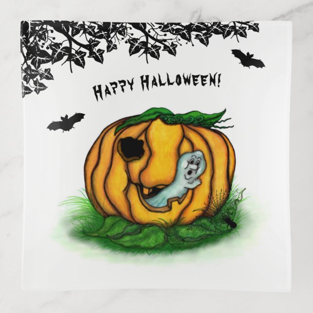 The Ghost of Halloween , Bat , Ghost and Spider Trinket Tray (Front)