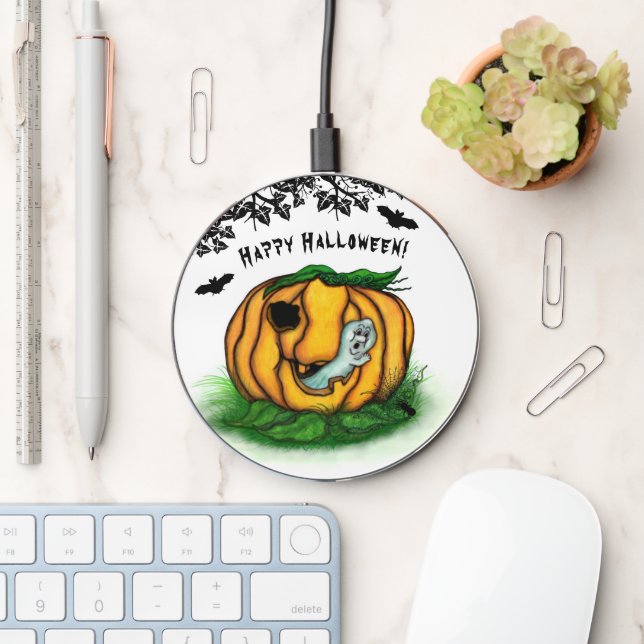 The Ghost of Halloween , Bat , Ghost and Spider Wireless Charger (Desk)
