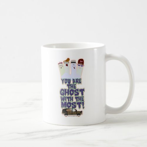 The Ghost with the Most Halloween Cartoon Saying Coffee Mug