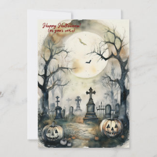 The Ghostly Grandeur of a Grave Halloween Holiday Card