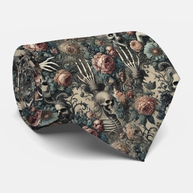 The Ghoul’s Gambit – Gothic Victorian  Neck Tie (Rolled)